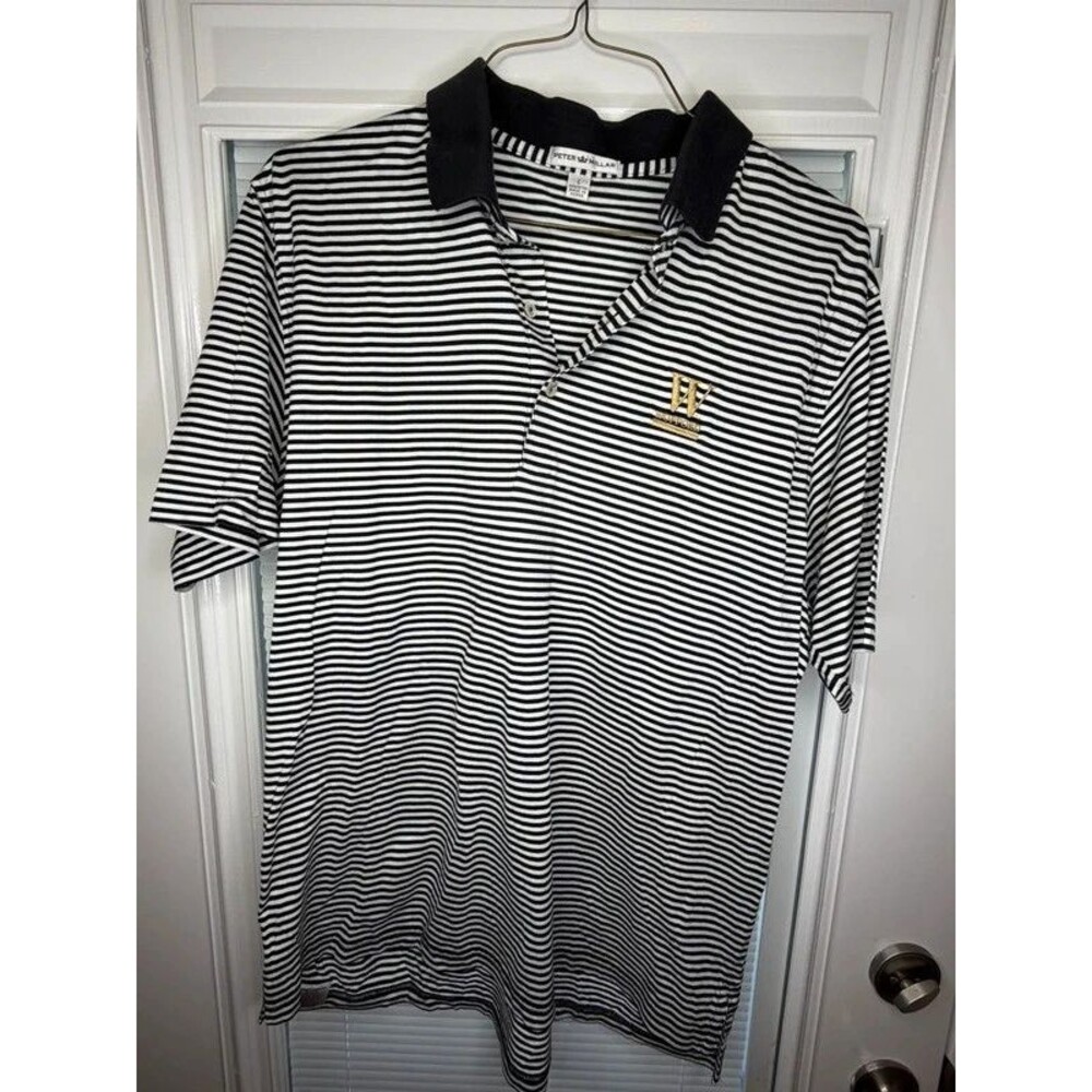 Peter Millar Wofford College Men’s Polo Large Black White Stripe